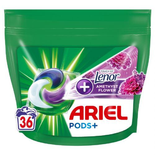 Ariel All-in-1 Amethyst Flower + Touch of Lenor Laundry Capsules, Cold Wash, Long-Lasting Freshness, 36 Pieces