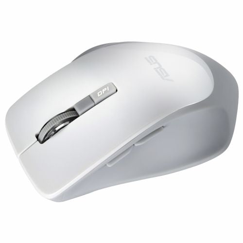 Brezžična miška Asus WT425, 1600 DPI, ergonomska oblika, tiho klikanje, USB sprejemnik, bele barve