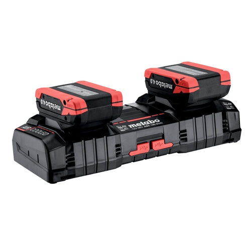 Metabo ASC 145 DUO cordless tool battery, dual fast charging station, 12-36 V, 145 W, air cooling, for two devices