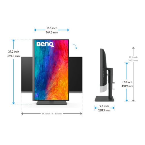 Monitor BenQ PD2706U, 68.6 cm (27"), 4K UHD, IPS, HDR, USB-C