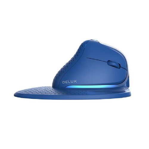 Brezžična ergonomska miška Delux M618XSD BT+2.4G RGB (modra)