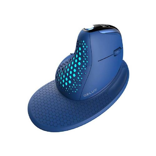 Brezžična ergonomska miška Delux M618XSD BT+2.4G RGB (modra)