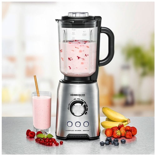 Blender Rommelsbacher MX 1250, brezstopenjsko prilagajanje hitorsti, 1,75 l, steklena posoda, nerjaveče jeklo/črna