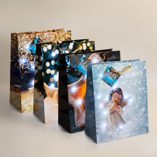 Christmas gift bag L with LED Angel lights 178 x 102 x 228 mm - 4 rows / comp. 10958325