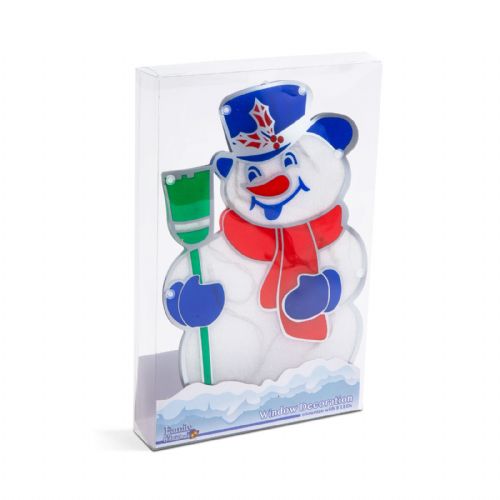 Christmas LED PVC window decoration - Snowman - 26 x 17 cm