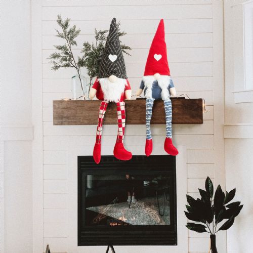 Scandinavian Christmas gnome with legs, blue, 50 cm