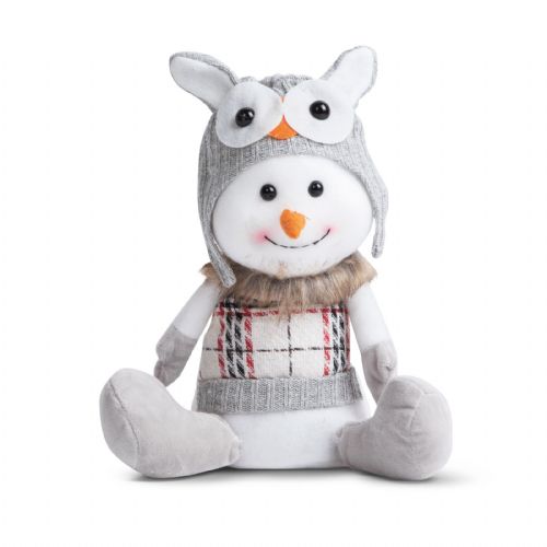Christmas snowman - with owl hat - 30 x 20 x 14 cm