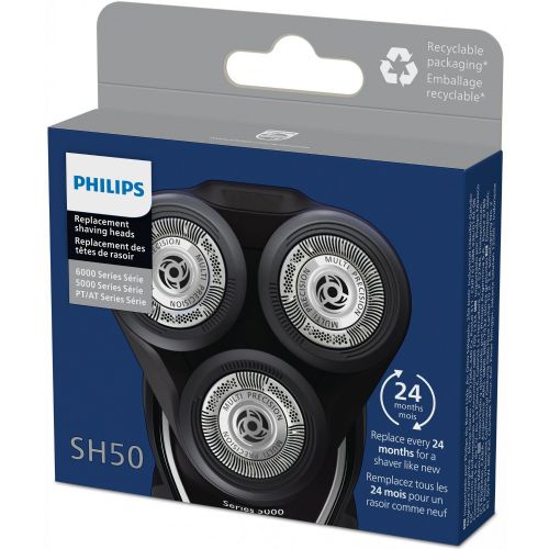 Philips SH50/50 5000 Series 3-pack shaving head silver, MultiPrecision blades, for a smooth and comfortable shave, quick change, foils and knives