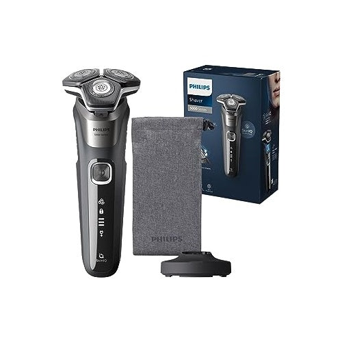 Philips Series 5000 Shaver S5887/13, flexible 360° heads, SteelPrecision blades, lithium-ion battery, built-in trimmer, wet/dry shaving