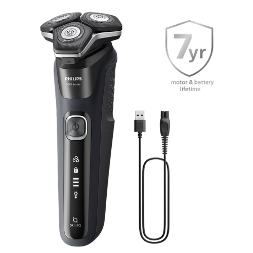 Philips S5898/35 SkinIQ shavers, wet and dry shaving, 360° pivoting heads, 45 steel blades, up to 60 min of cordless use, built-in trimmer