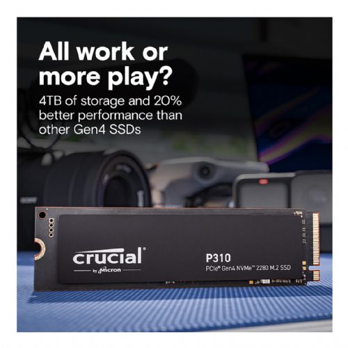 Vgradni SSD disk Crucial P310 4TB M.2 NVMe PCIe Gen4 2280, hitrost branja 7100 MB/s, s hladilnikom