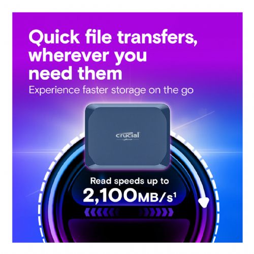 Zunanji SSD disk Crucial X10 4TB, USB 3.2 Type-C, do 2100 MB/s, IP65 vodoodpornost, odporen na padce