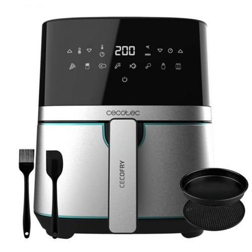 Cecotec CecoFry Full InoxBlack 5500 Pro hot air fryer with accessories (black/stainless steel, 1700 W, 5.5 liter basket, with silicone accessory pack)