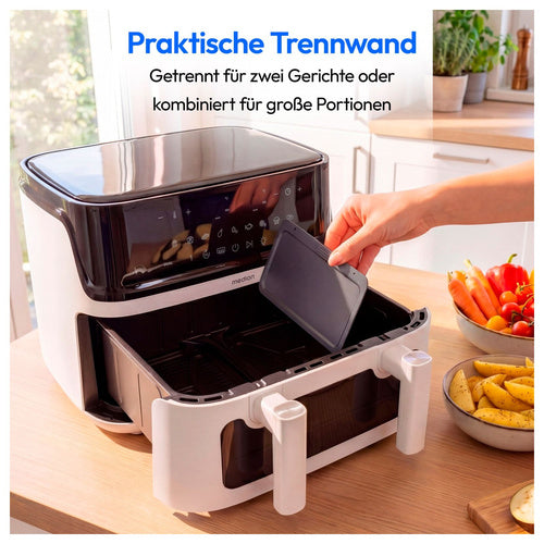Air fryer Medion Life P25 XXL Flex M 10.8 L, 3040 W, digital display, 10 programs, black and white