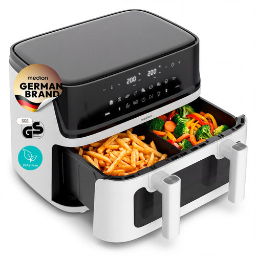 Air fryer Medion Life P25 XXL Flex M 10.8 L, 3040 W, digital display, 10 programs, black and white