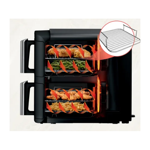 Cvrtnik Ninja Double Stack SL300EU, 2470 W, 2 košari za 3,8 l, črn