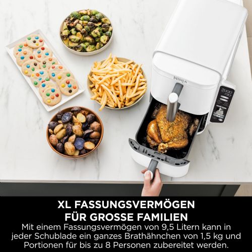 Cvrtnik Ninja Double Stack XL SL400EUWH, dvonivojski, 2470 W, 2 košari po 4,75 l, bel