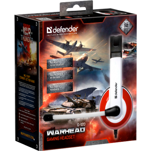 Defender Warhead G-120 (64098) volume control white/red, headphones with microphone