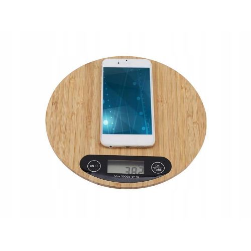 Digital bamboo kitchen scale 5000-1g LCD round