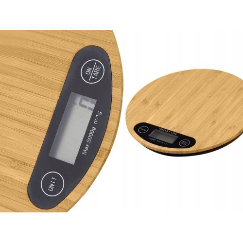 Digital bamboo kitchen scale 5000-1g LCD round