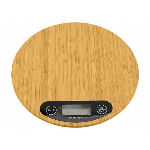 Digital bamboo kitchen scale 5000-1g LCD round