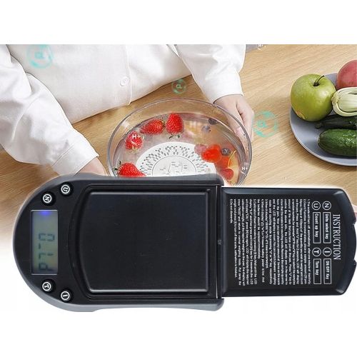Verk digital LCD pocket kitchen scale 500 g/0.1 g, illuminated display, black, compact