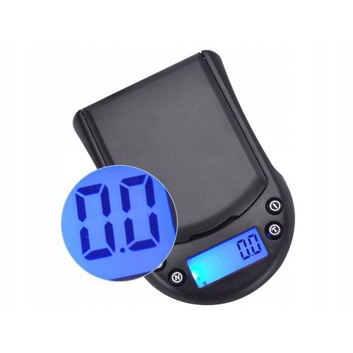 Verk digital LCD pocket kitchen scale 500 g/0.1 g, illuminated display, black, compact