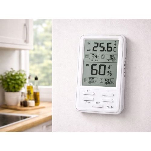 Verk digital weather station, LCD, thermometer, hygrometer, external sensor, 12 cm