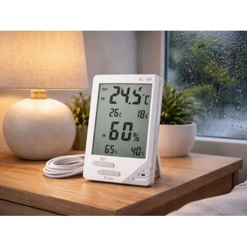 Verk digital weather station, LCD, thermometer, hygrometer, external sensor, 9 cm