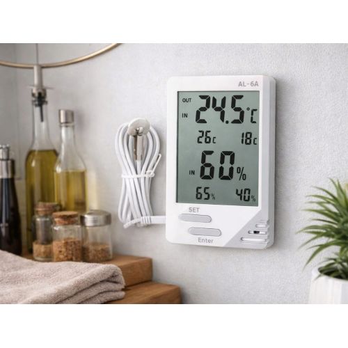 Verk digital weather station, LCD, thermometer, hygrometer, external sensor, 9 cm