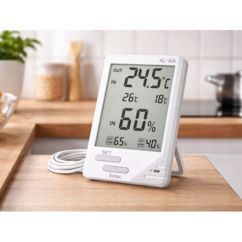 Verk digital weather station, LCD, thermometer, hygrometer, external sensor, 9 cm