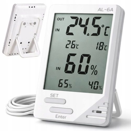 Verk digital weather station, LCD, thermometer, hygrometer, external sensor, 9 cm