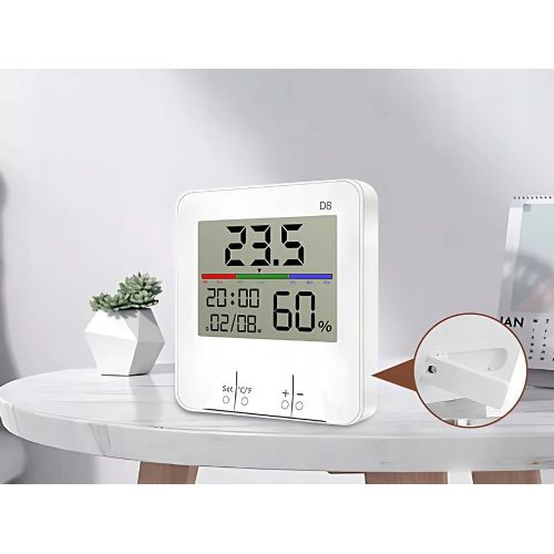 Digital LCD touch thermometer hygrometer Verk, clock, LCD backlight, 9 × 9 × 2.5 cm