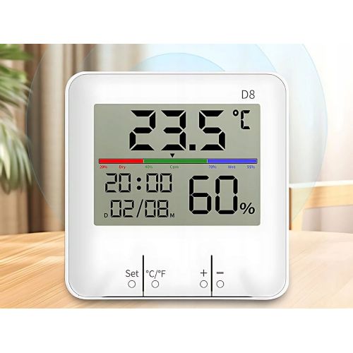 Digital LCD touch thermometer hygrometer Verk, clock, LCD backlight, 9 × 9 × 2.5 cm