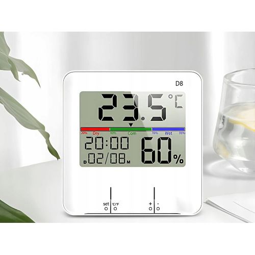 Digital LCD touch thermometer hygrometer Verk, clock, LCD backlight, 9 × 9 × 2.5 cm