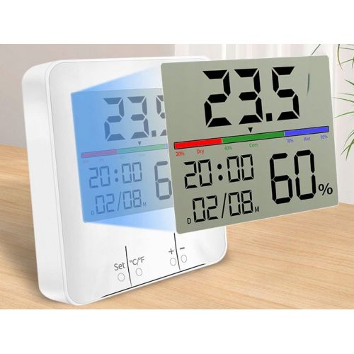Digital LCD touch thermometer hygrometer Verk, clock, LCD backlight, 9 × 9 × 2.5 cm