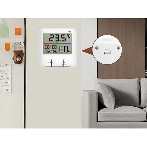 Digital LCD touch thermometer hygrometer Verk, clock, LCD backlight, 9 × 9 × 2.5 cm