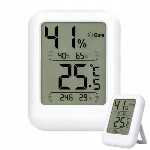 Verk digital thermometer and hygrometer, illuminated LCD, 8 cm, white