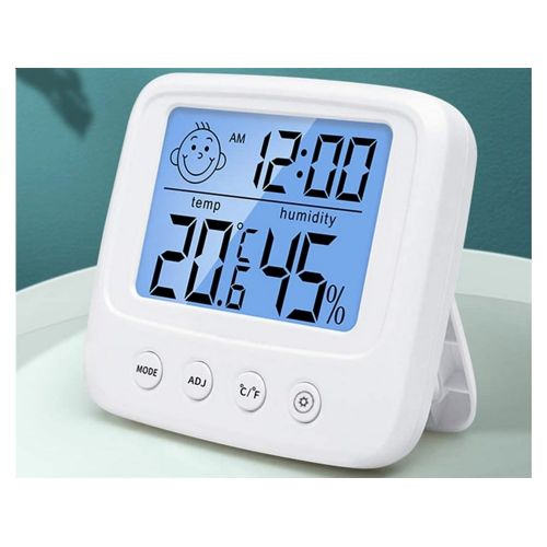 Digital LCD thermometer, hygrometer and alarm clock Verk, illuminated display, white