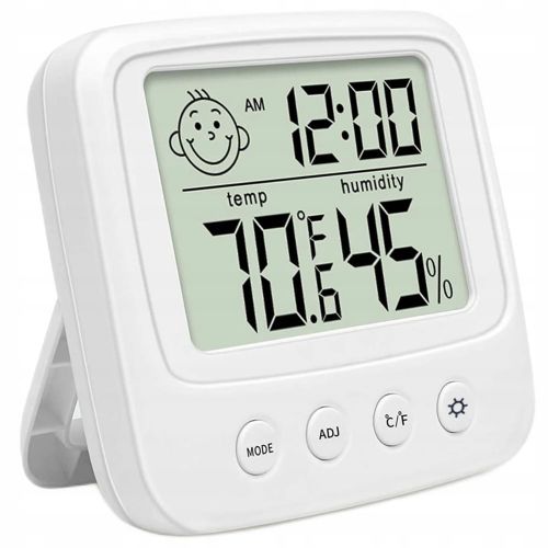Digital LCD thermometer, hygrometer and alarm clock Verk, illuminated display, white