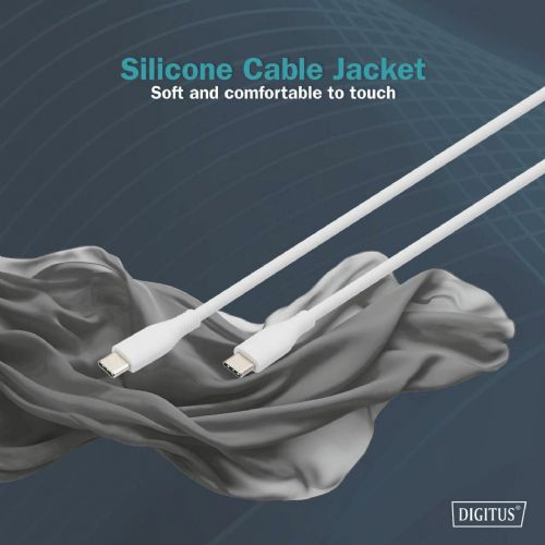 Digitus cable USB C-C 0.5m 60W white silicone AK-300341-005-W