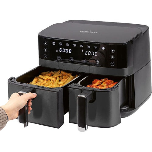 Dvojni cvrtnik na vroč zrak ProfiCok PC-FR 1295 H, 2.700 W, 2 košari 5,5 L + 3,5 L, črna