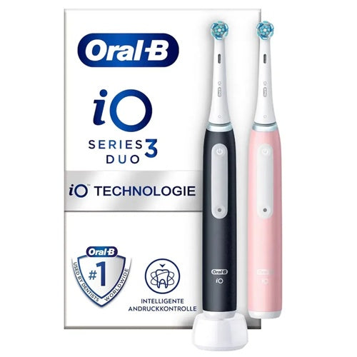 Električna zobna ščetka Oral-B iO Serija 3N Duo,3 programi čiščenja, časovnik, 2 ščetki, črna/roza