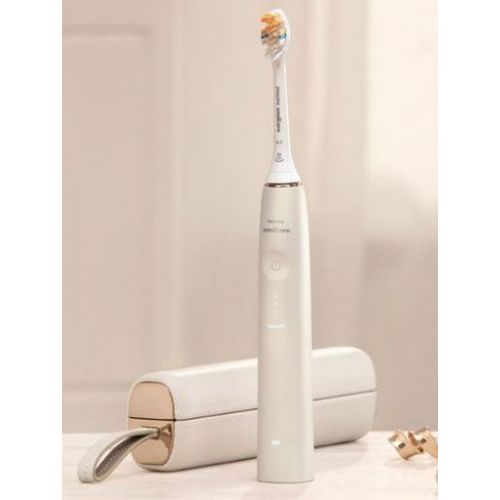 Električna zobna ščetka Philips Sonicare 9900 DiamondClean Prestige HX9992/11, sonična tehnologija, 4 načini čiščenja, nadzor tlaka, SenseIQ, potovalni etui, šampanjec