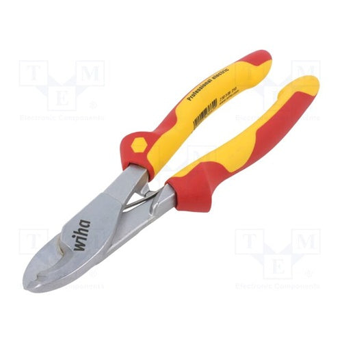 Wiha Professional electrical cable pliers, 210 mm (red/yellow, with on/off spring)