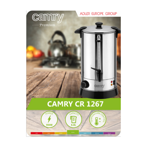 Camry CR 1267 water heater, 950 W, 8.8 l, silver