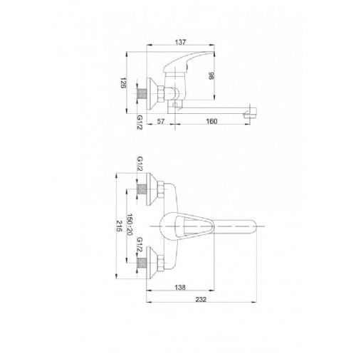 Single-lever wall-mounted basin mixer