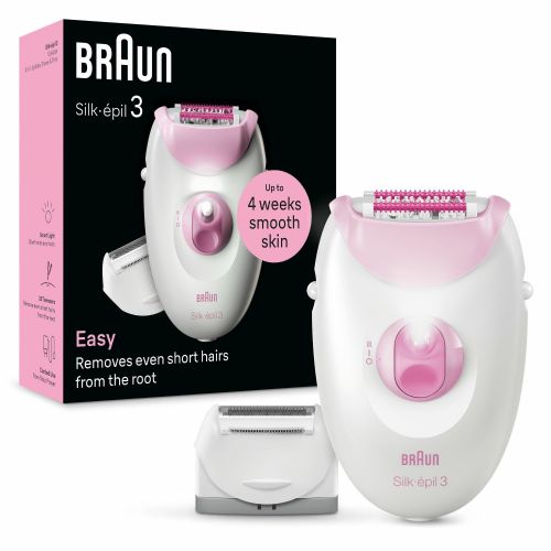 Braun Silk-épil 3-031 epilator, mains operation, 20 tweezers, 2 speeds, massage rollers, shaving attachment