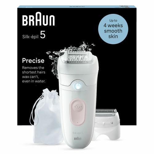 Braun Silk-épil 5-030 epilator, 28 tweezers, wet and dry operation, massage attachment, cordless, Li-ion battery