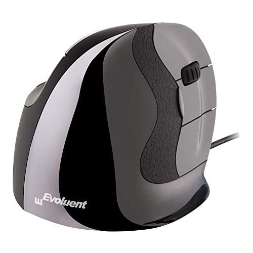 Vertikalna miška Evoluent Vertical Mouse D, za desničarje, 6 gumbov, žična, črno-siva medium